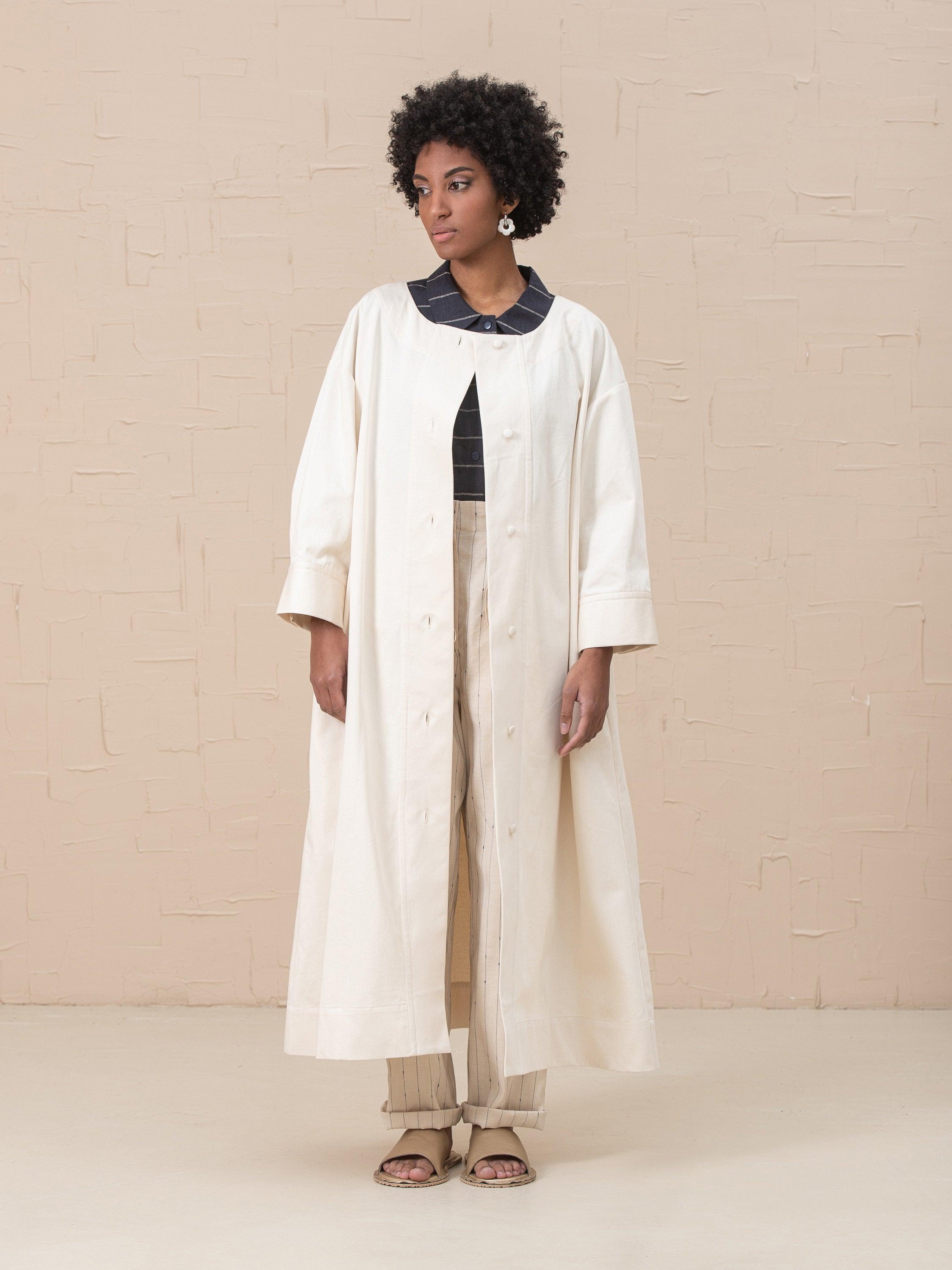 Liza Cotton Quarter Sleeves Dress-Trench Belted - HankaKohana-store