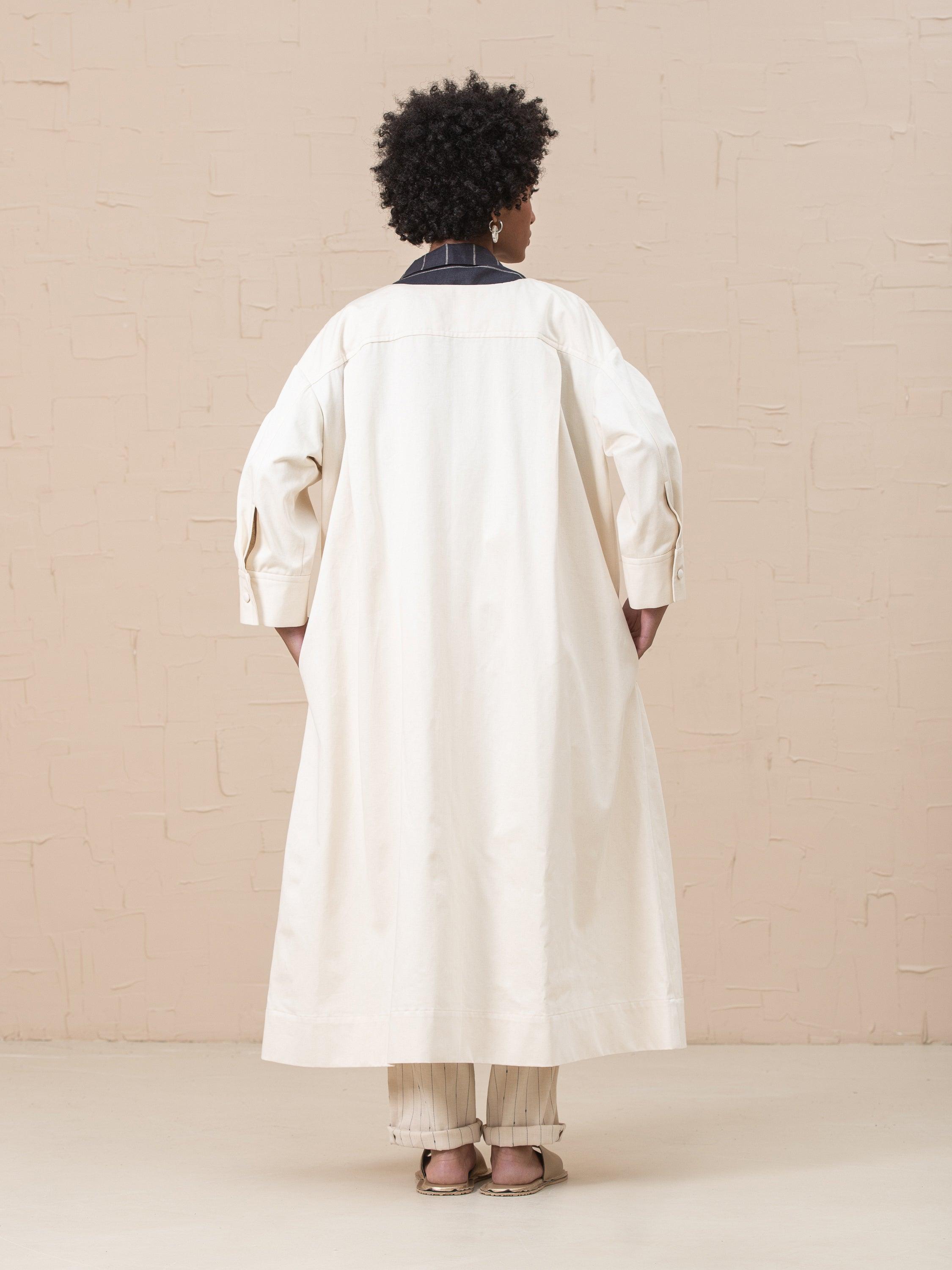 Liza Cotton Quarter Sleeves Dress-Trench Belted - HankaKohana-store