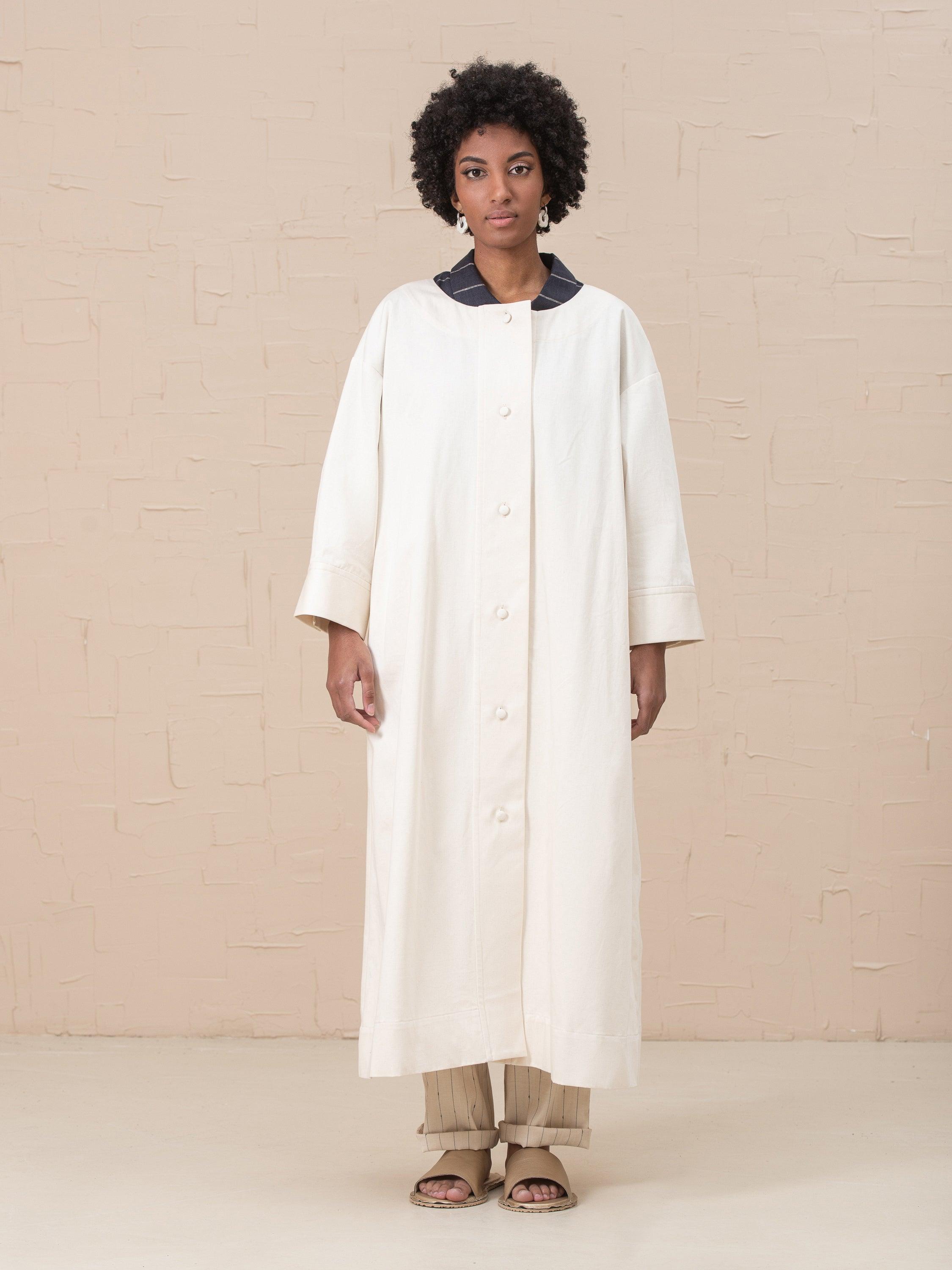 Liza Cotton Quarter Sleeves Dress-Trench Belted - HankaKohana-store