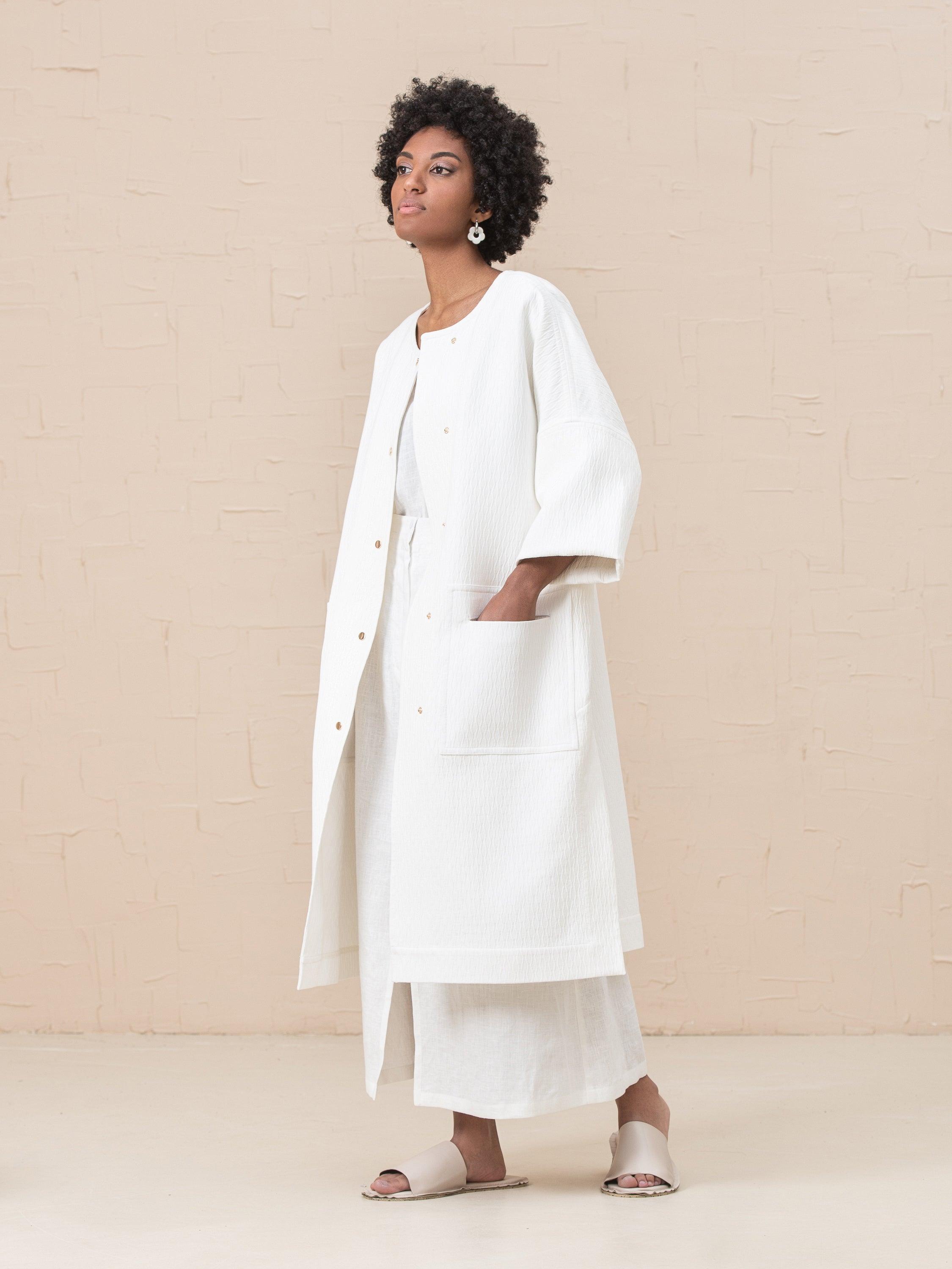 Florence Collarless Coat - HankaKohana-store