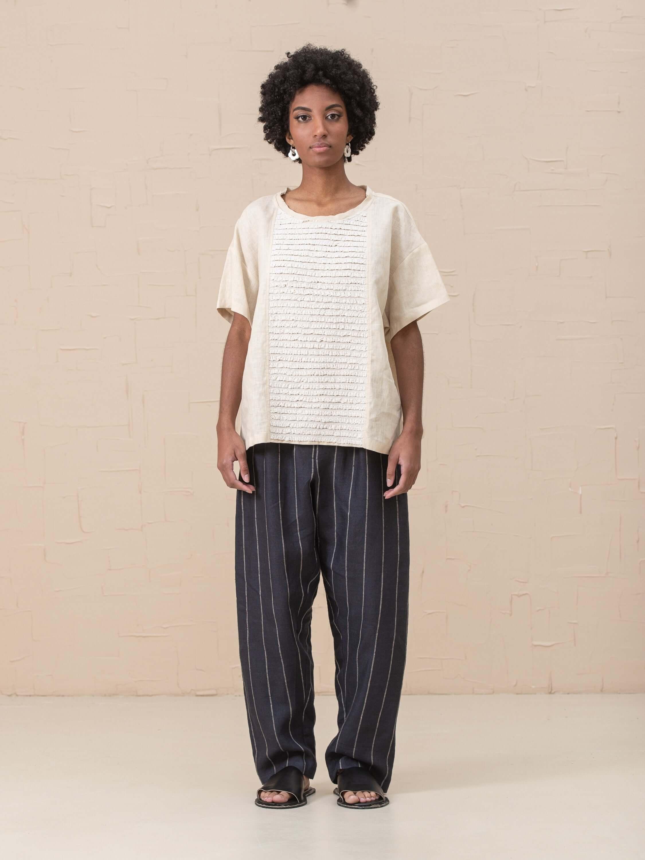 Doris Top - Linen and Lace - HankaKohana-store