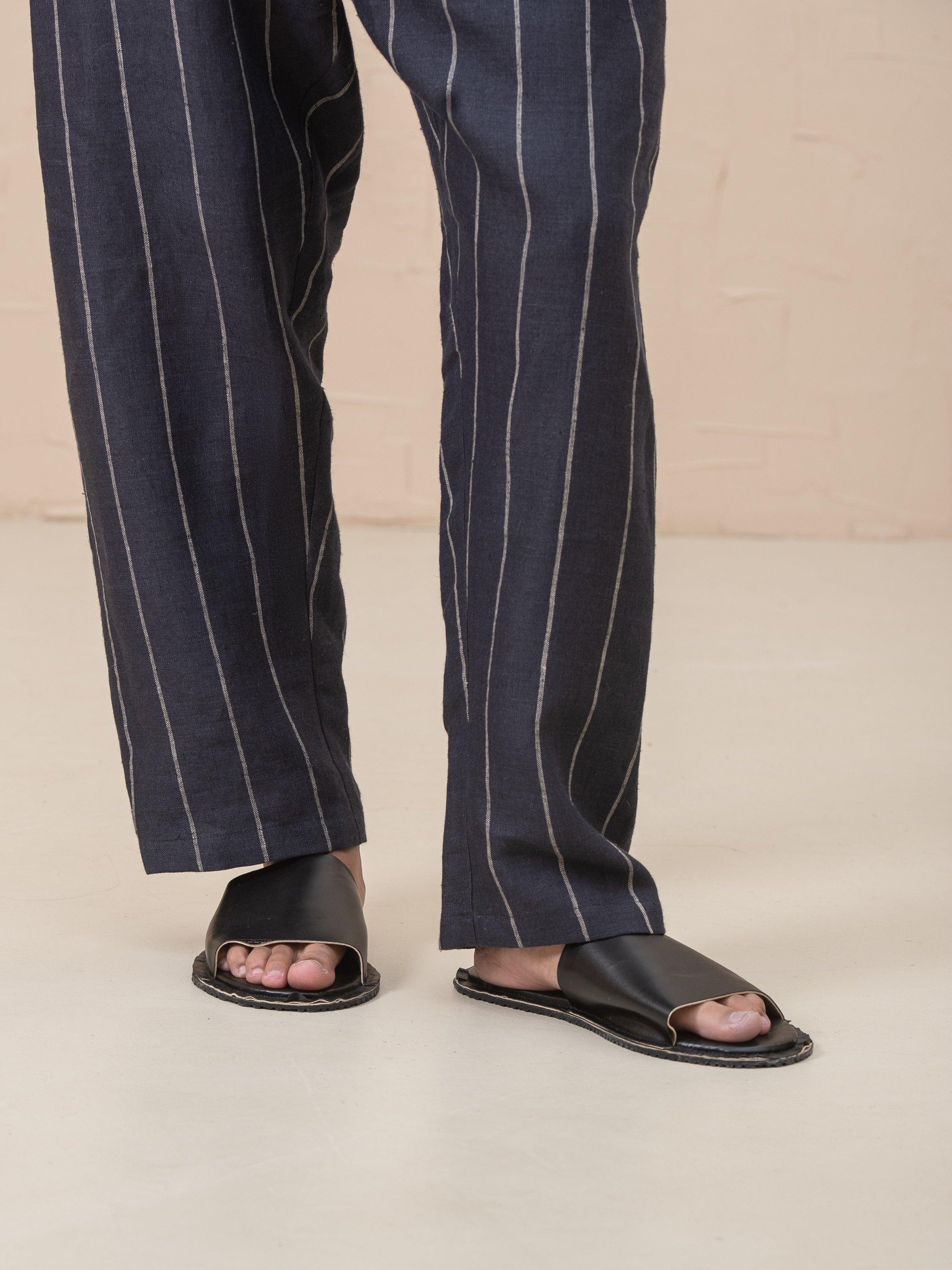 Linna Straight Pull-On Striped Linen Pants - HankaKohana-store