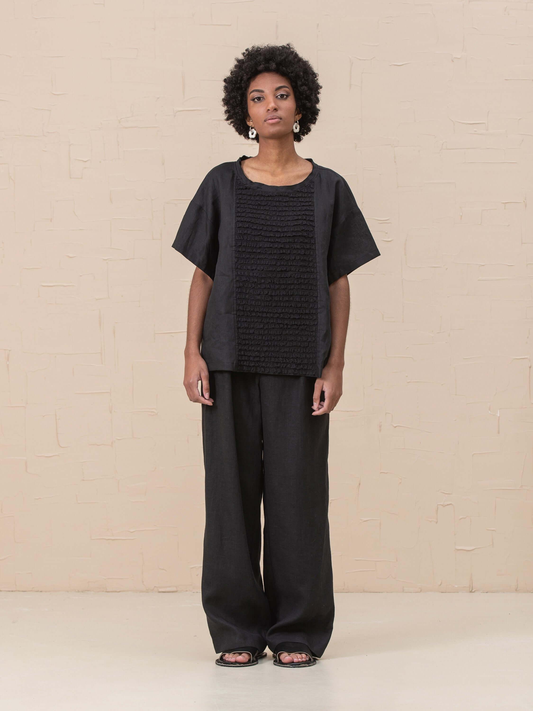 Doris Top - Linen and Lace - HankaKohana-store