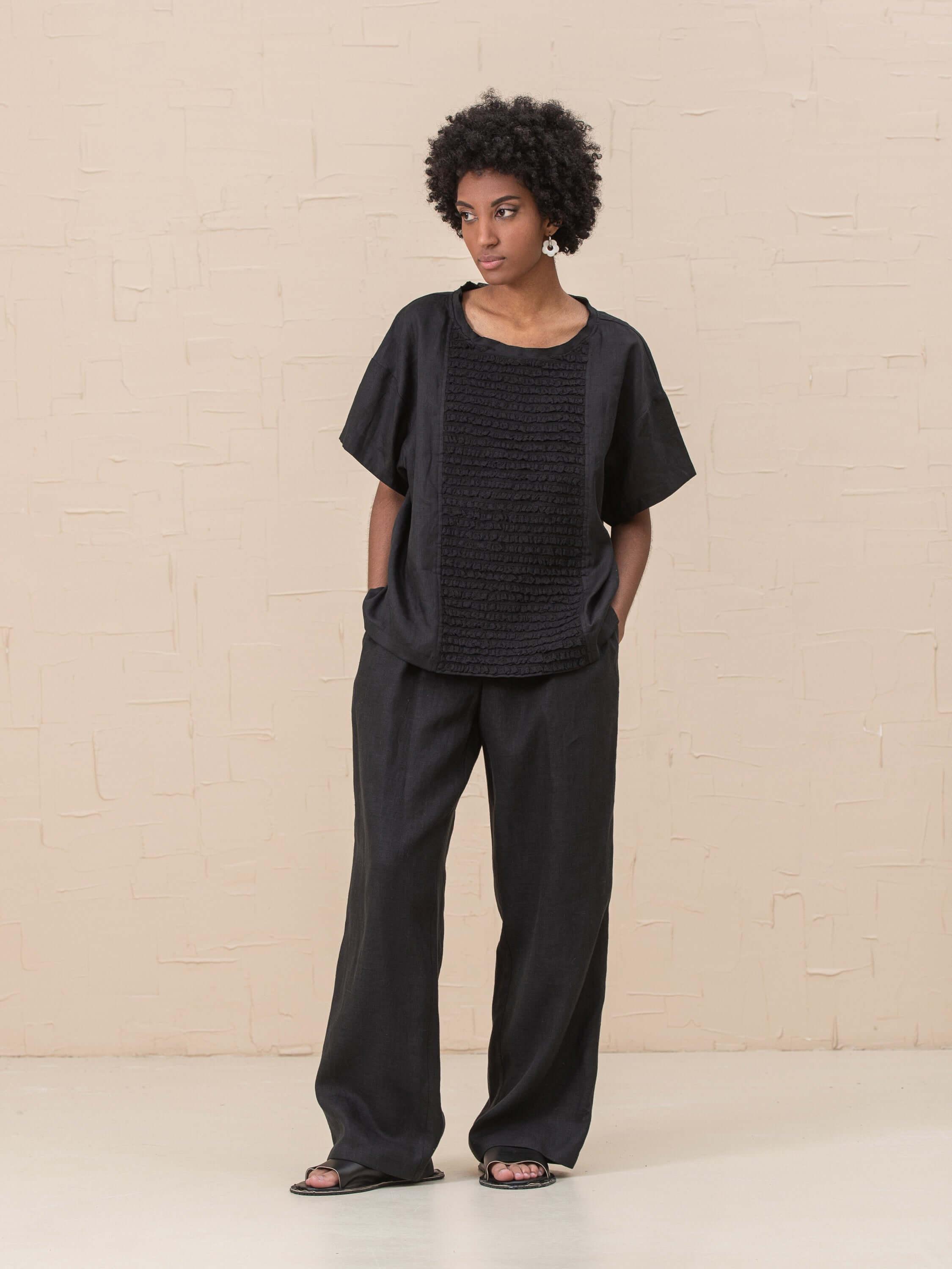 Doris Top - Linen and Lace - HankaKohana-store