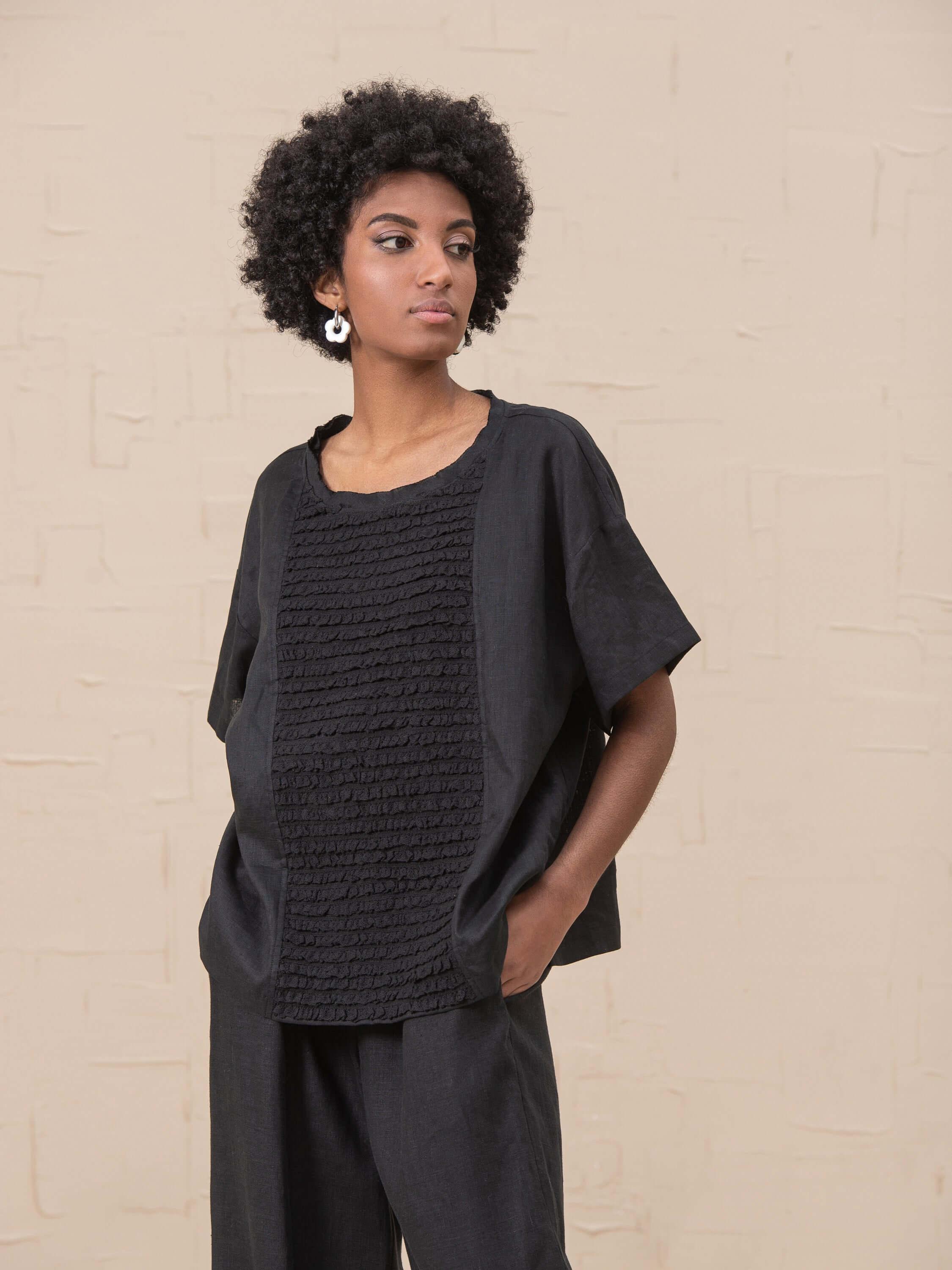 Doris Top - Linen and Lace - HankaKohana-store