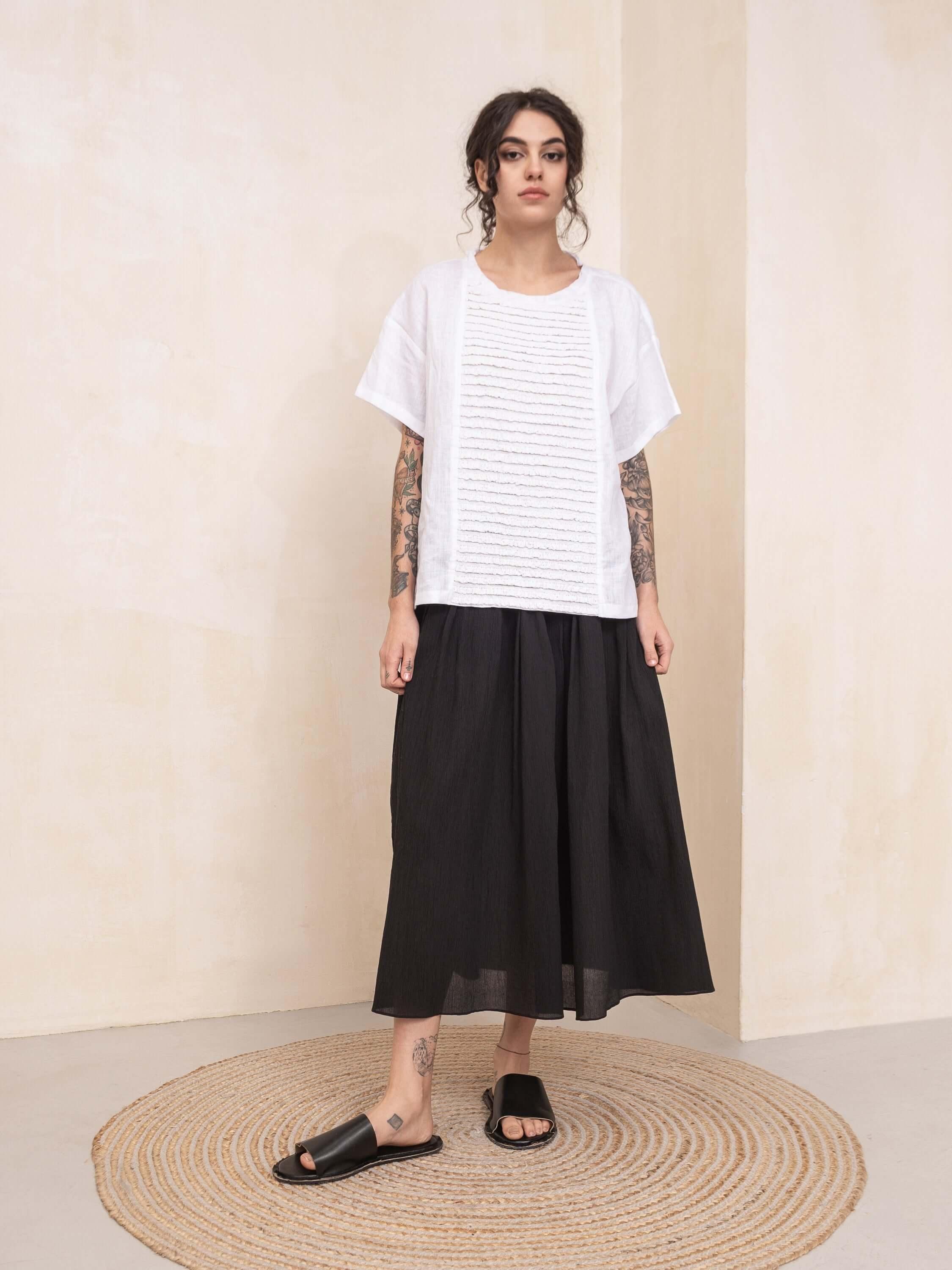 Doris Top - Linen and Lace - HankaKohana-store