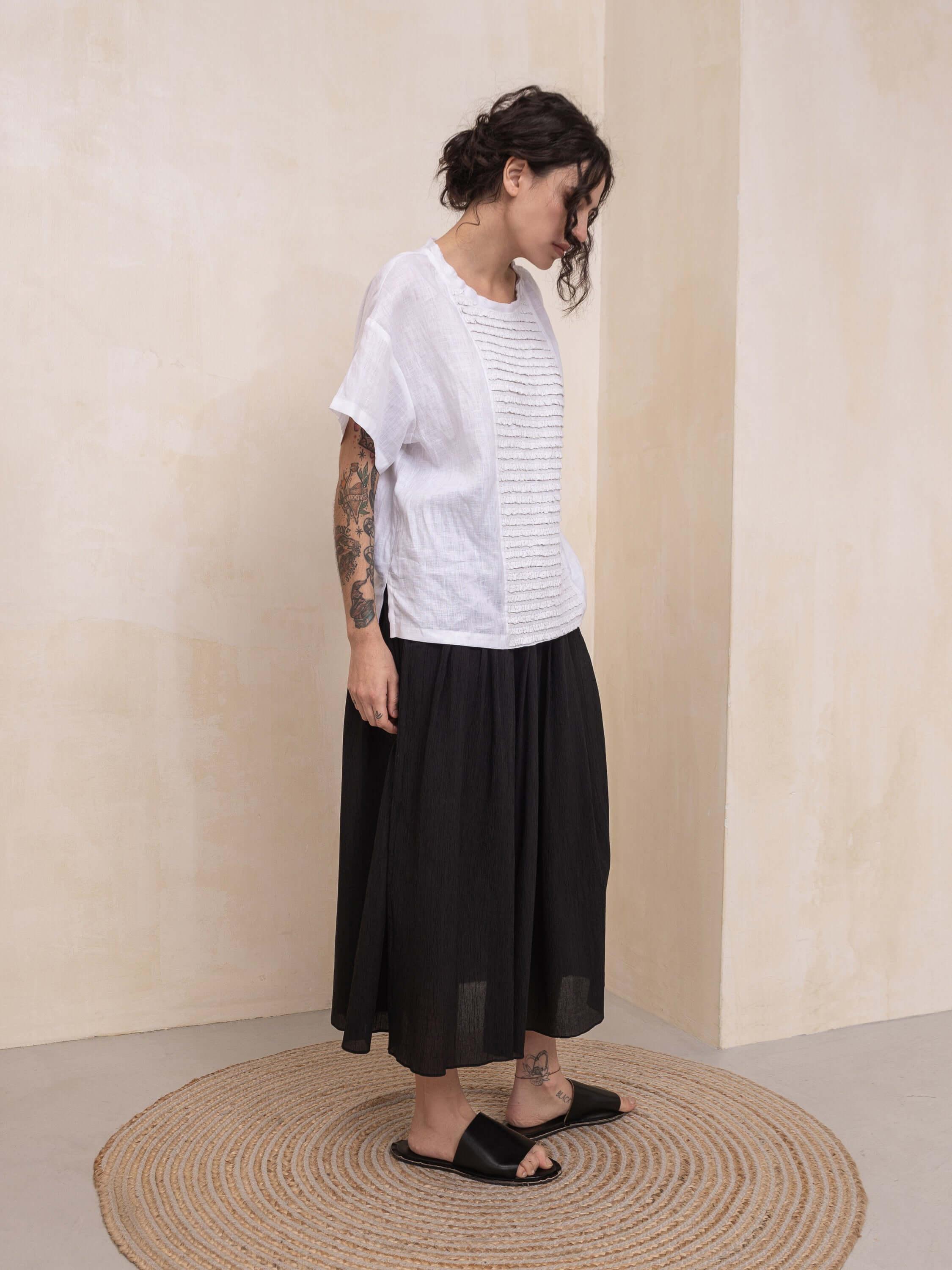 Doris Top - Linen and Lace - HankaKohana-store