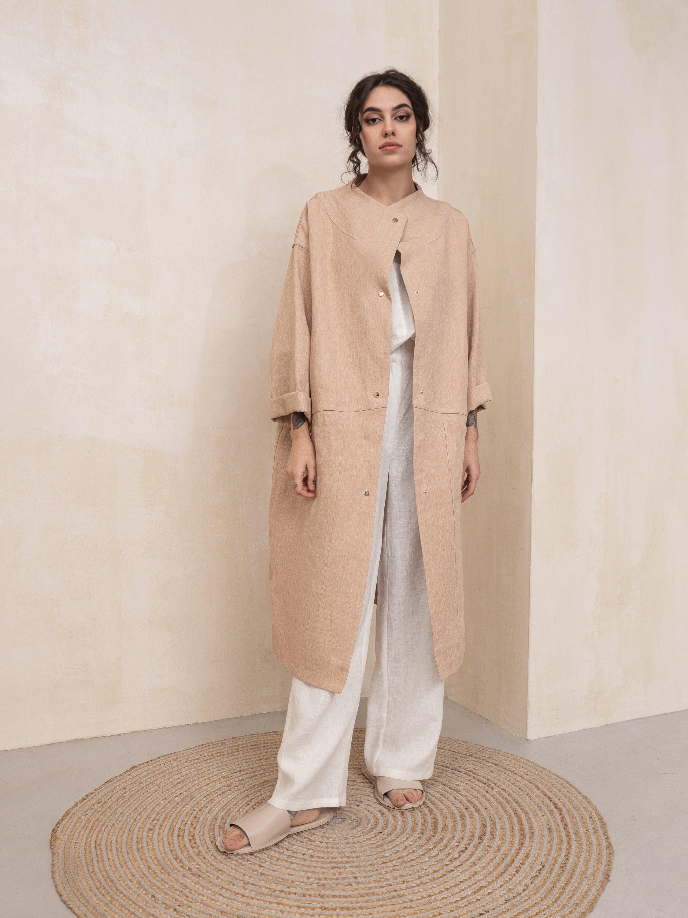 Fylla Wide Coat With Stand-Up Collar - HankaKohana-store