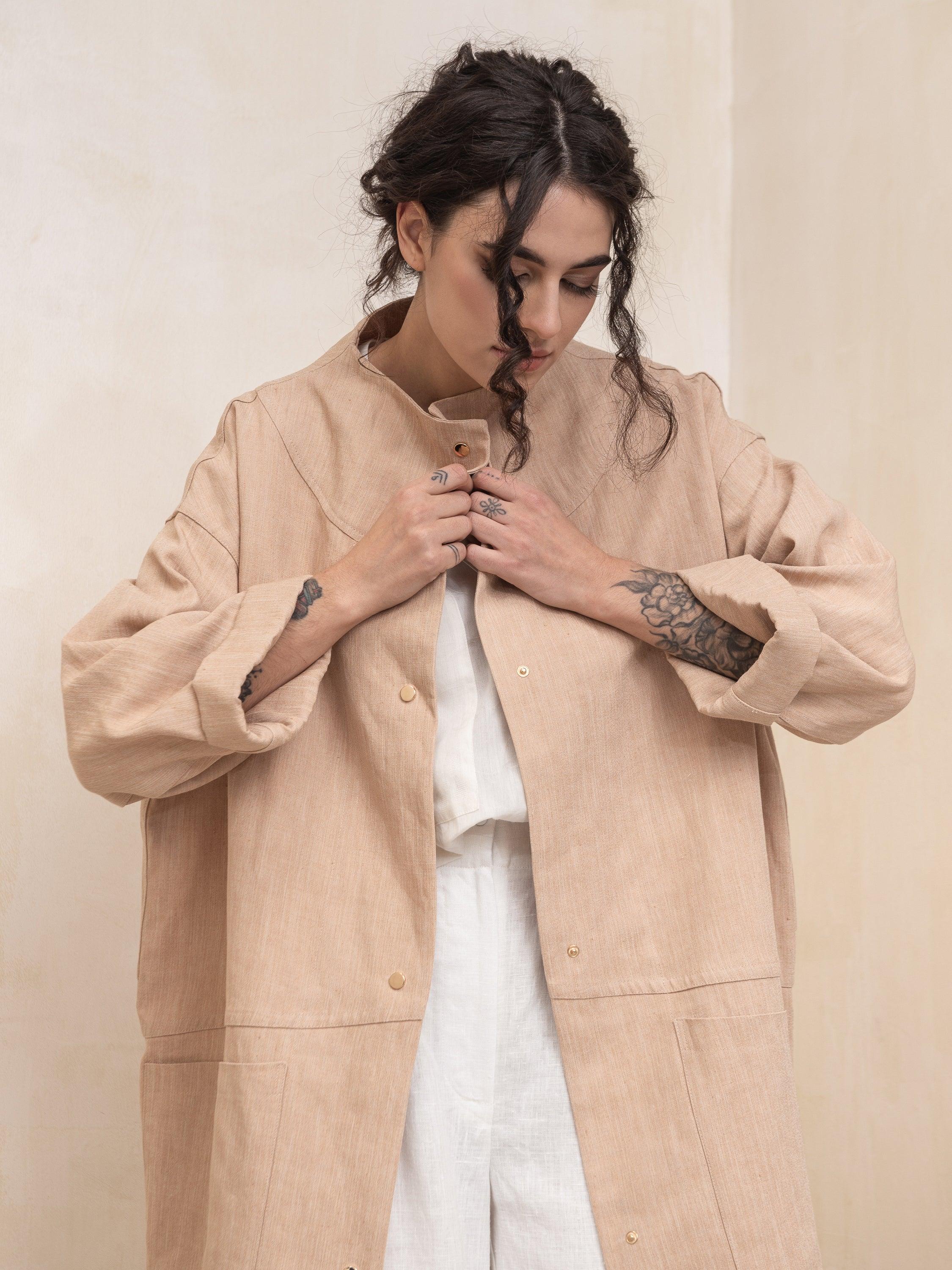 Fylla Wide Coat With Stand-Up Collar - HankaKohana-store