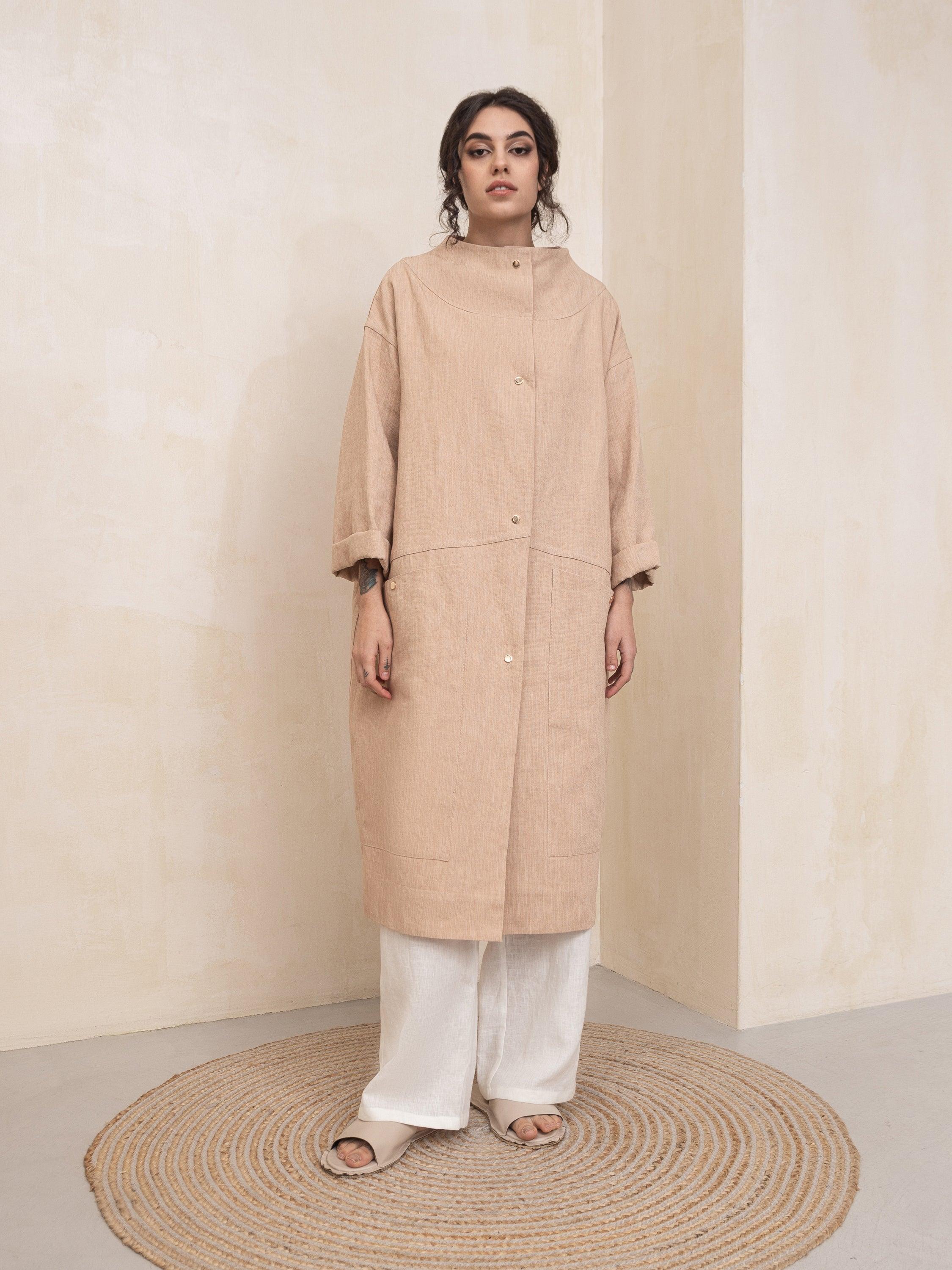 Fylla Wide Coat With Stand-Up Collar - HankaKohana-store