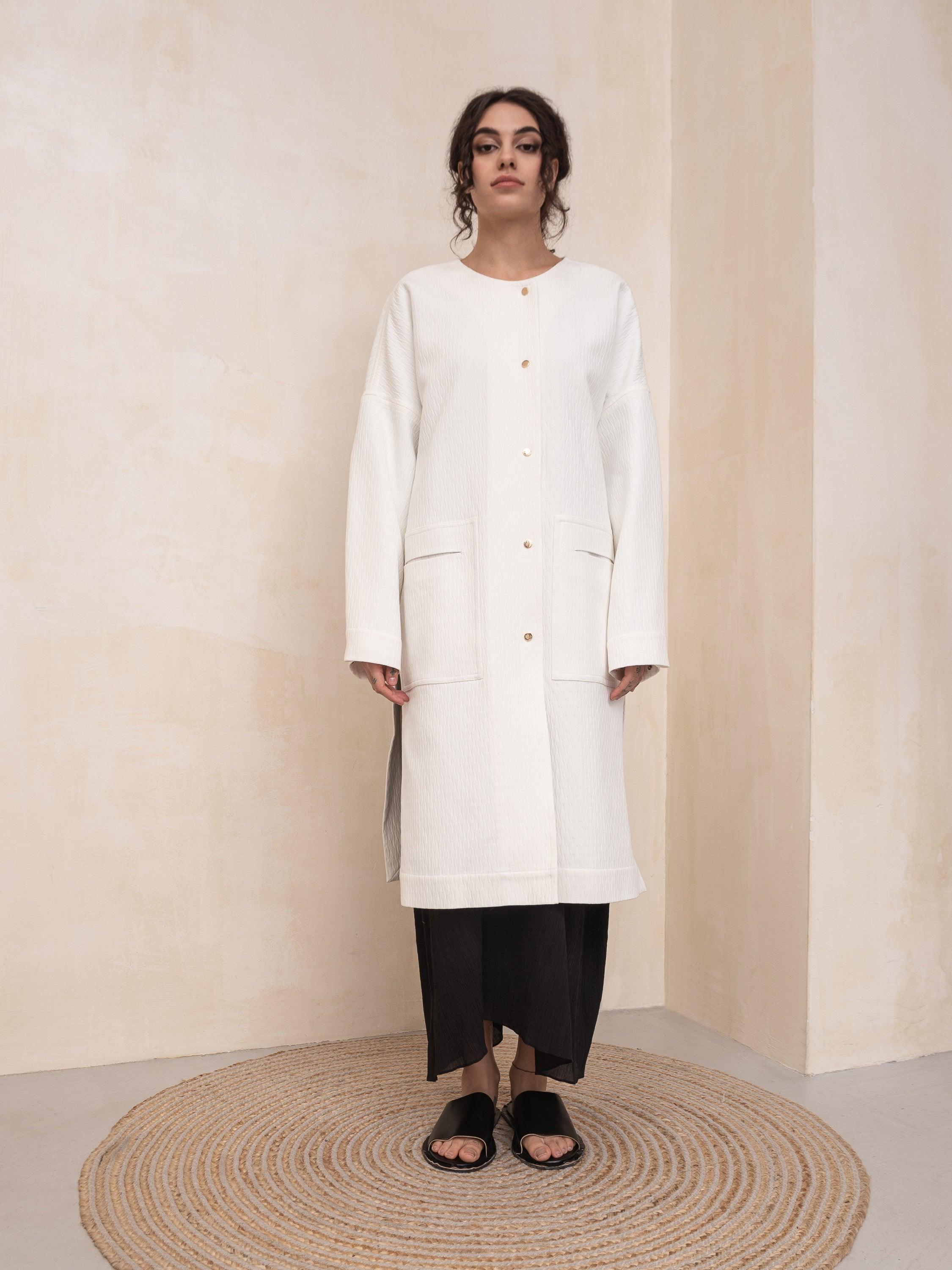 Florence Collarless Coat - HankaKohana-store